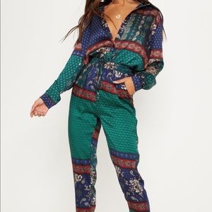 Multi paisley print oversized shirt and pants